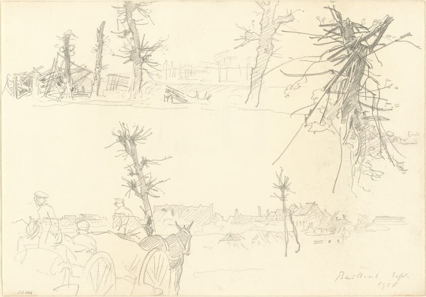 Soldiers in a Devastated Landscape [recto] — John Singer Sargent