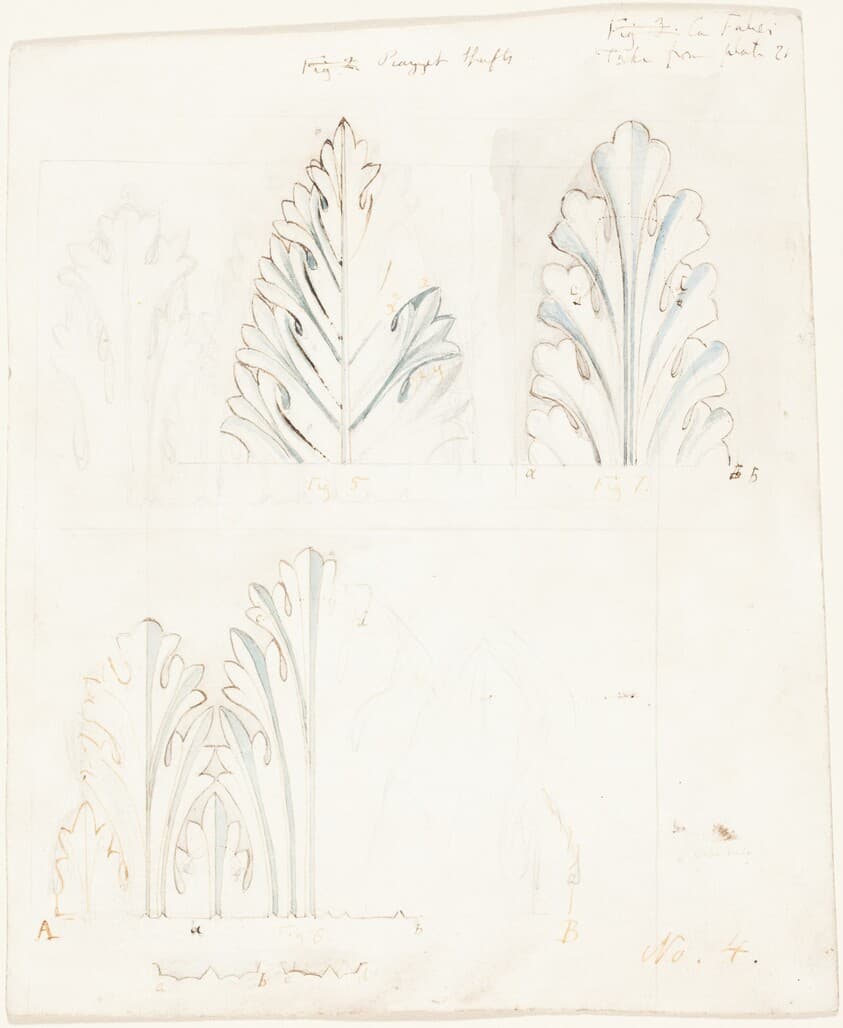 Ornamental Study with Acanthus Motif for "The Stones of Venice" — John Ruskin