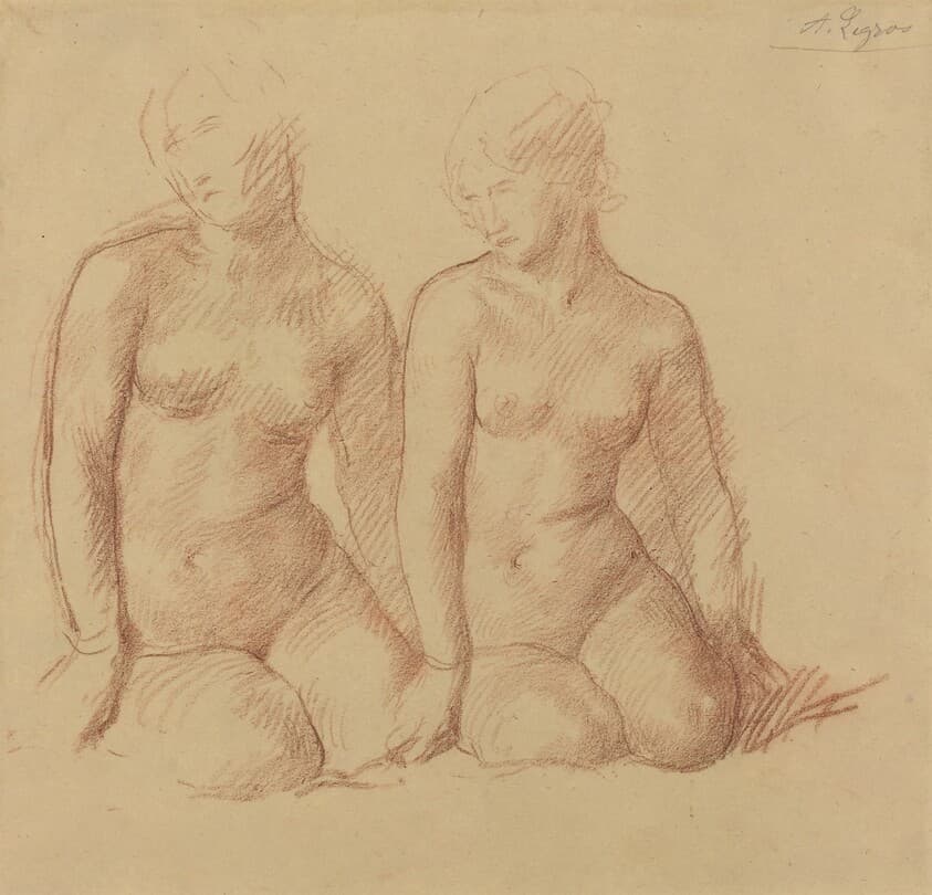 Study of Two Figures Seated Side by Side — Alphonse Legros