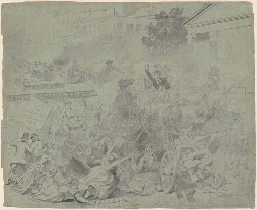 New York—Street Scene — Emanuel Gottlieb Leutze