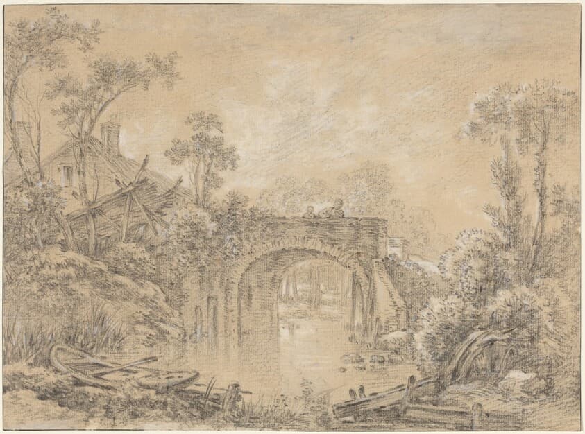 Landscape with a Rustic Bridge — François Boucher