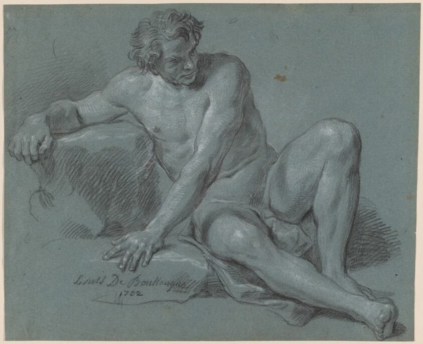 Male Nude Seated on the Ground — Louis de Boullogne the Younger
