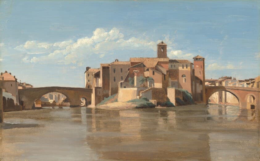 The Island and Bridge of San Bartolomeo, Rome — Jean-Baptiste-Camille Corot