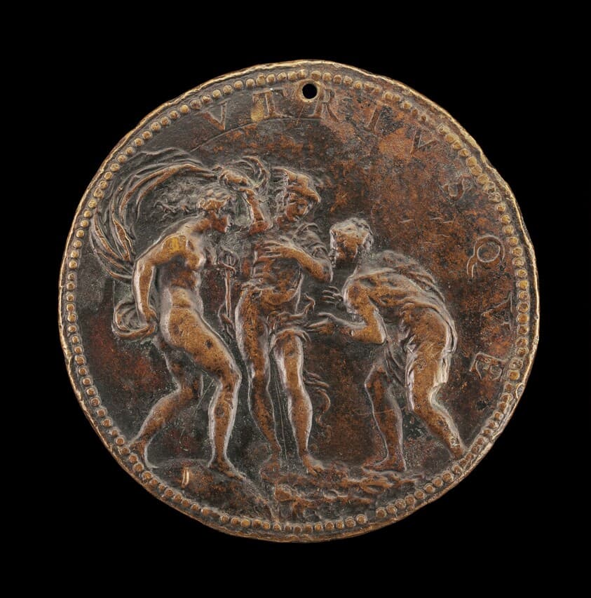 Lomazzo Bowing to Mercury and Fortune [reverse] — Annibale Fontana
