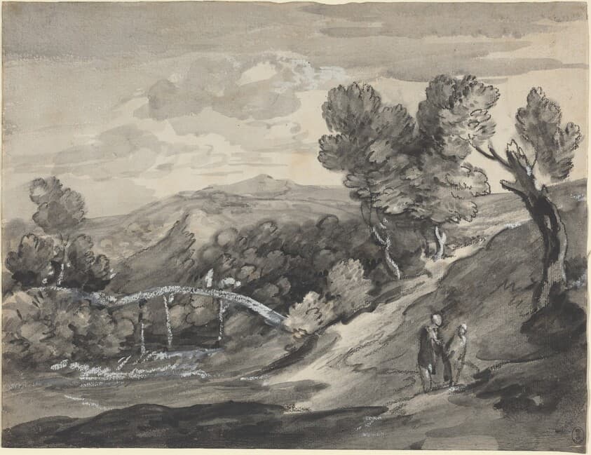 Wooded Upland Landscape with a Bridge — Thomas Gainsborough
