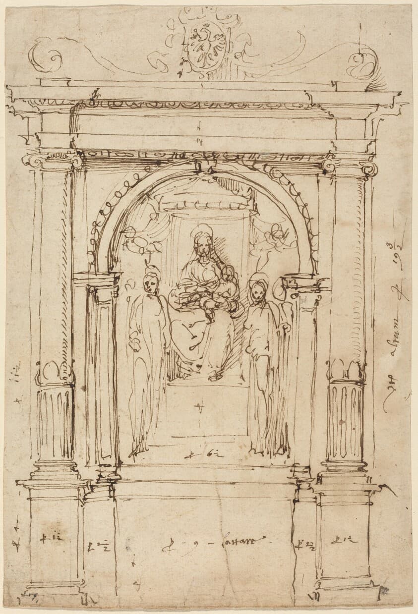 Altarpiece of the Madonna and Child with Saints, in Its Architectural Setting — Perino del Vaga