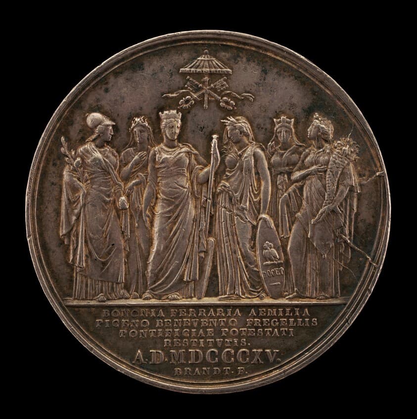 Rome and the Papal States Welcoming the Return of the Pope from Imprisonment [reverse] — Henri François Brandt