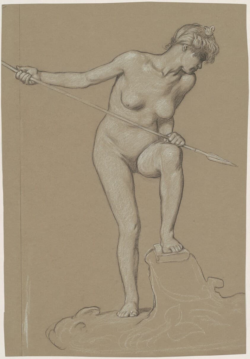 Girl Spearing Dolphin — Elihu Vedder