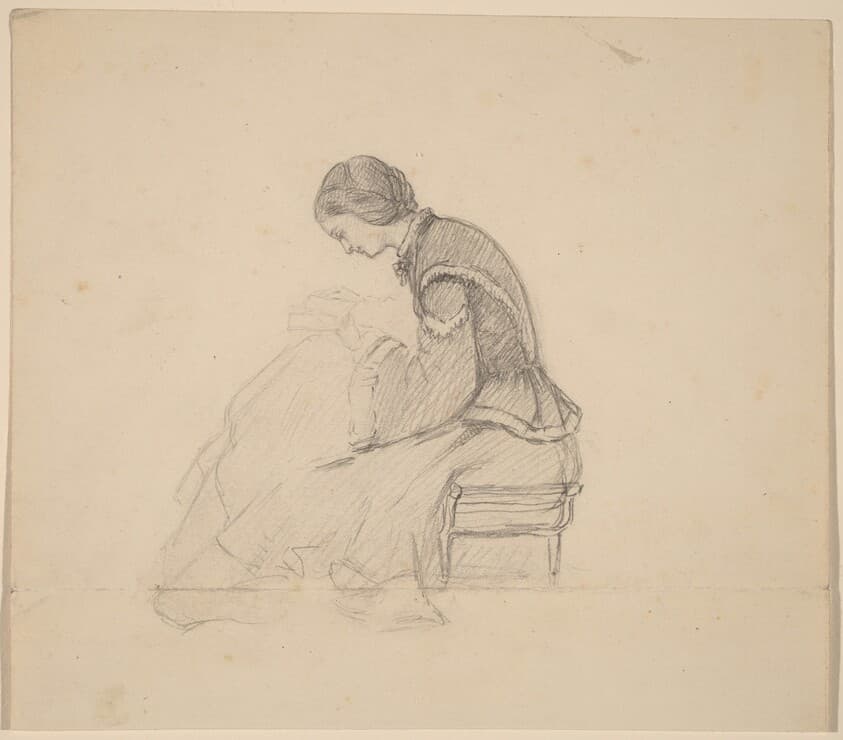 Study of a Girl Reading — Elihu Vedder