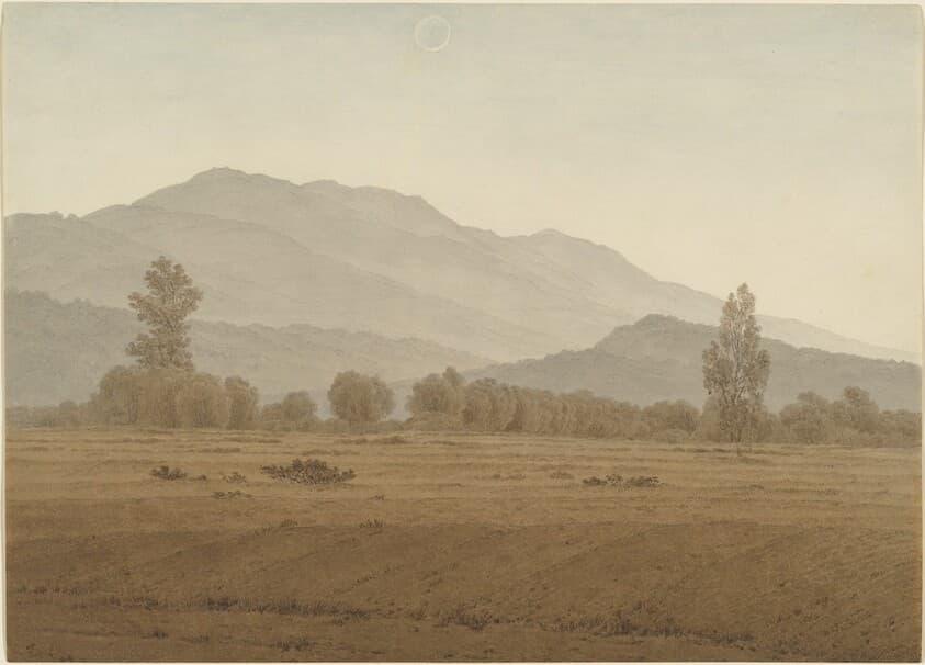 New Moon or Solar Eclipse above the Riesengebirge Mountains — Caspar David Friedrich