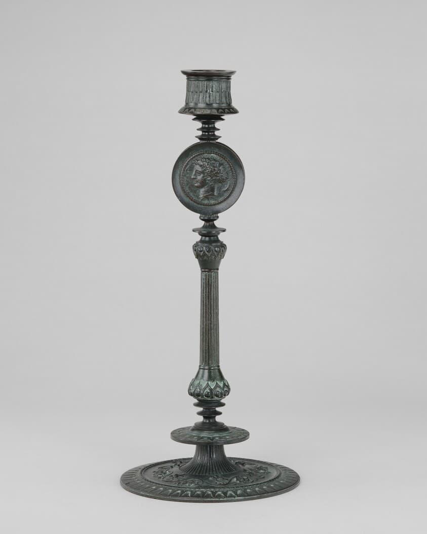 Candlestick, Greek Style with Antique Medallions — Antoine-Louis Barye