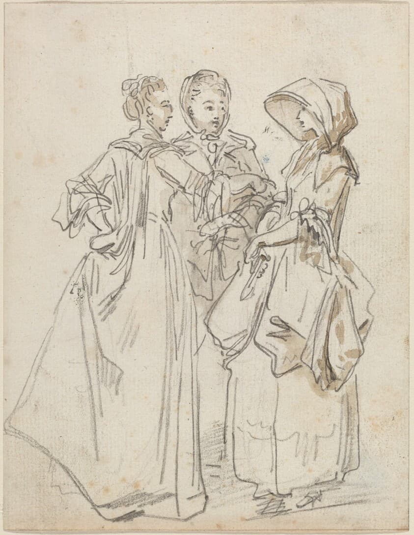 Three Ladies Chatting — Hubert Robert