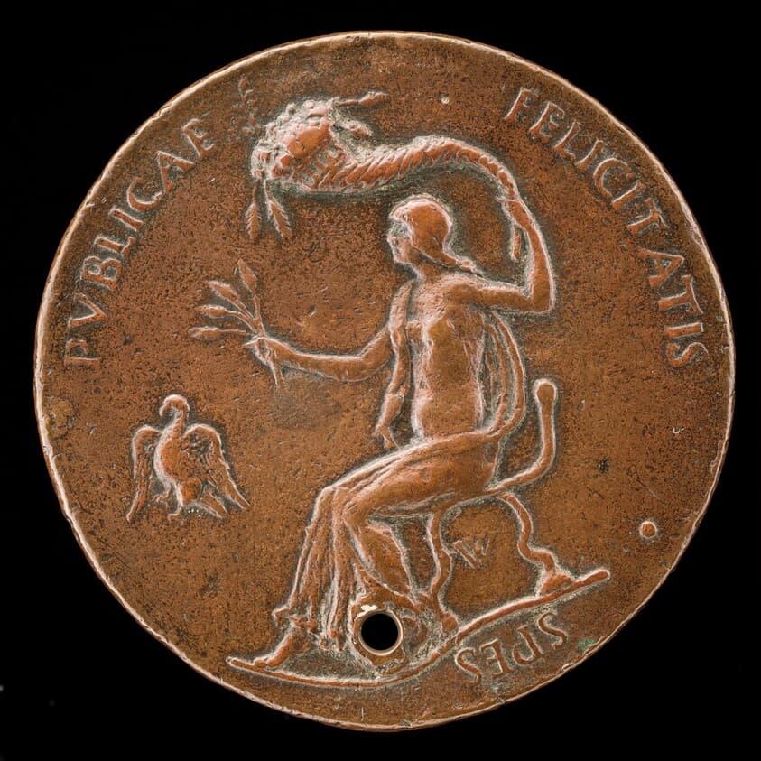 Felicitas Seated, Holding Ears of Corn and Waving Cornucopiae [reverse] — Adriano Fiorentino