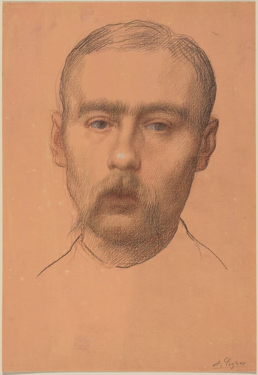 Head of a Man  (Possible Portrait of Professor E.D. Adams) — Alphonse Legros