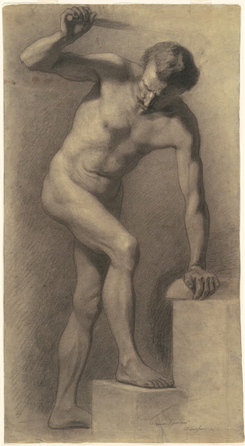Male Nude on Steps — Walter Shirlaw