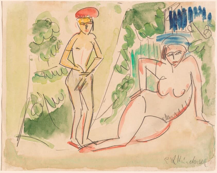 Two Bathers near the Woods — Ernst Ludwig Kirchner