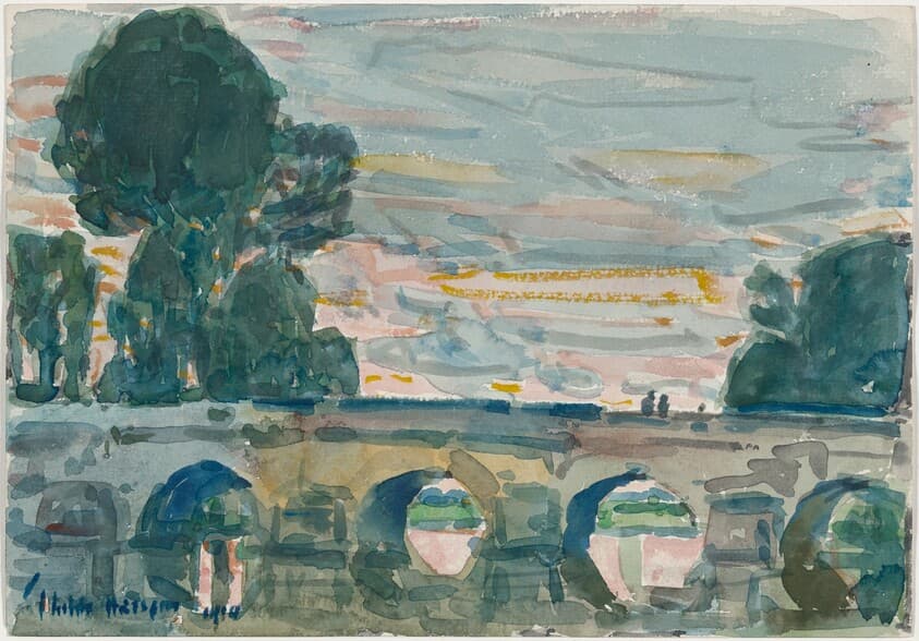 The Bridge at Grez [recto] — Childe Hassam