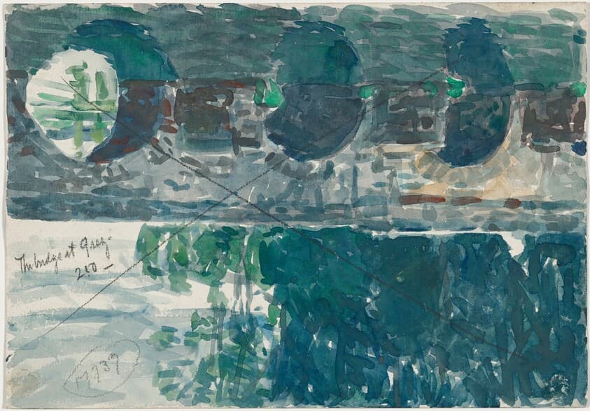 The Bridge at Grez [verso] — Childe Hassam