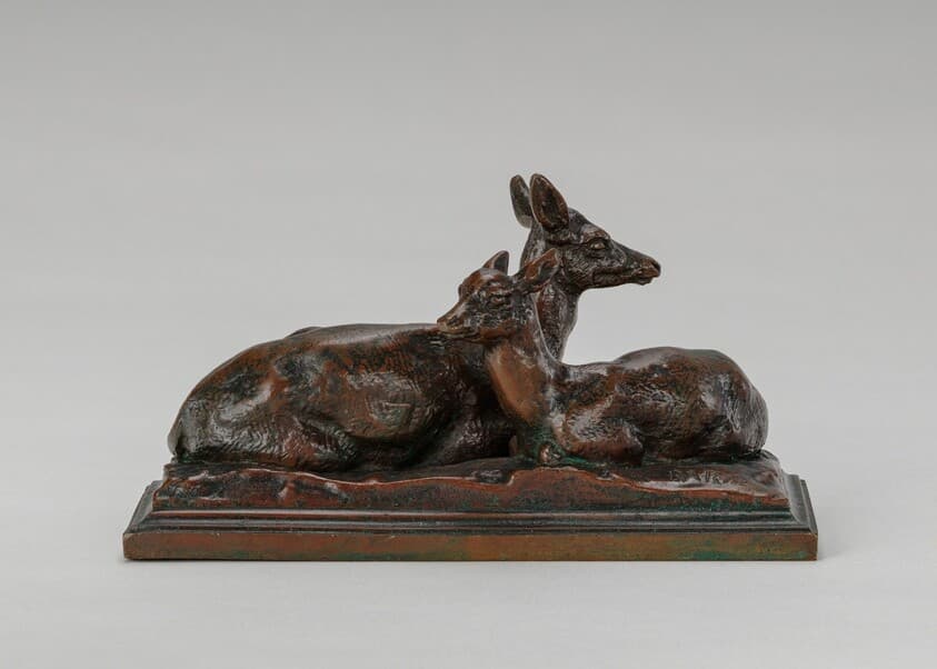 Reclining Doe and Deer — Antoine-Louis Barye
