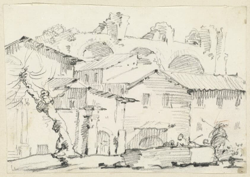 Houses on the North Side of the Forum with the Basilica of Maxentius Beyond — Joseph-Marie Vien