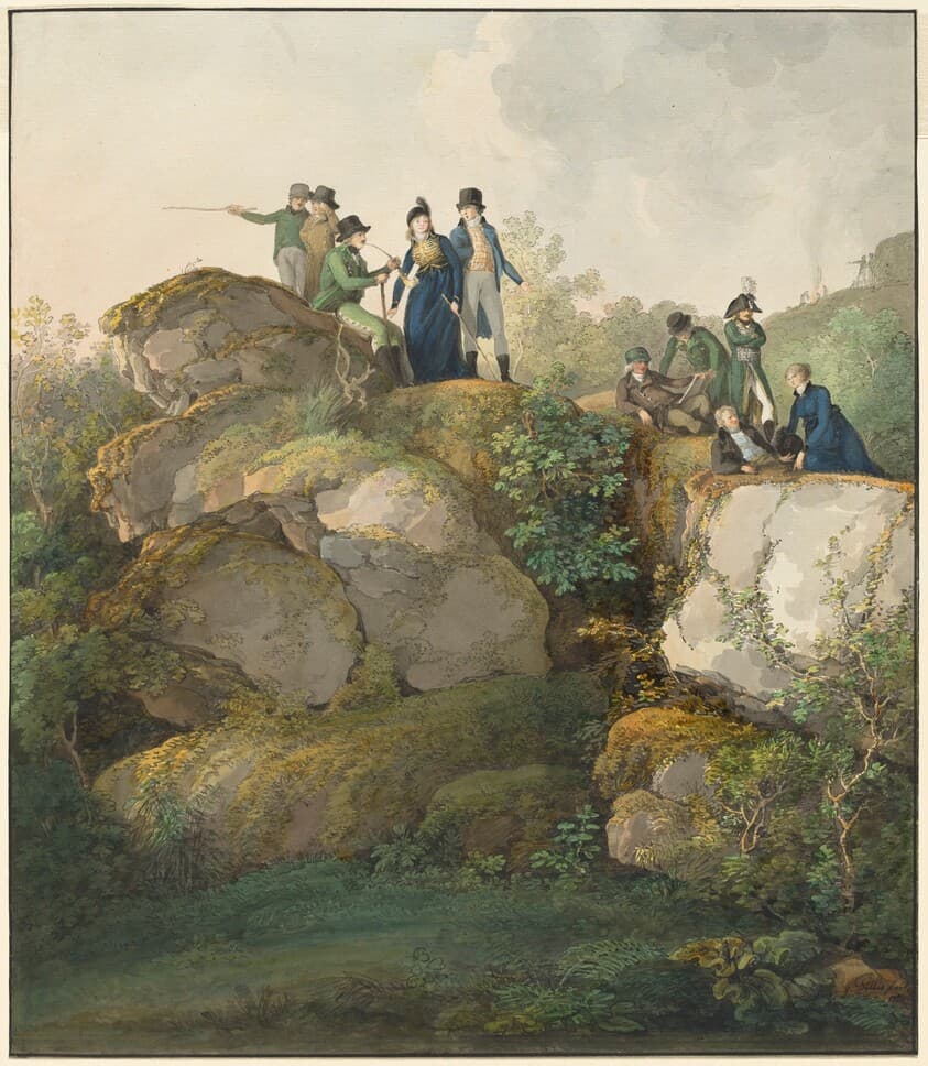 A Royal Party Admiring the Sunset atop the Hesselberg Mountain — Johann Georg von Dillis