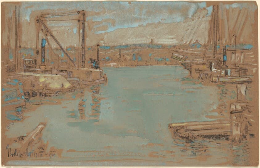 North River Dock, New York — Childe Hassam