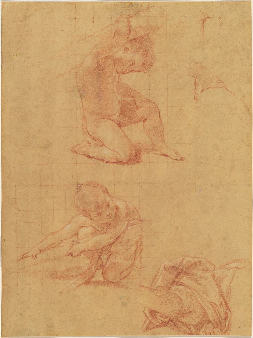 Two Nude Children Lifting a Cudgel — Pompeo Batoni