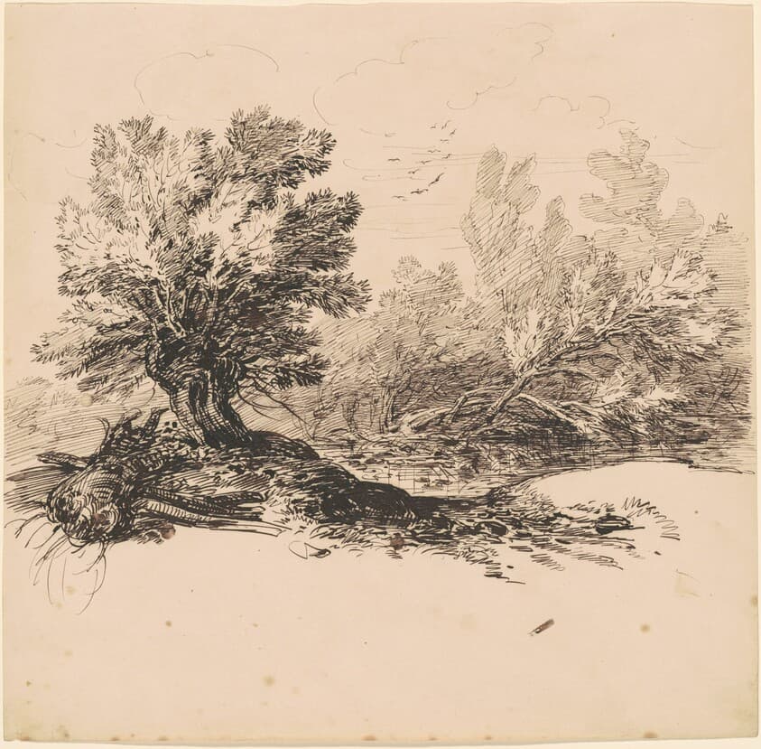 A Pollard Willow by a Stream — Hippolyte Lalaisse