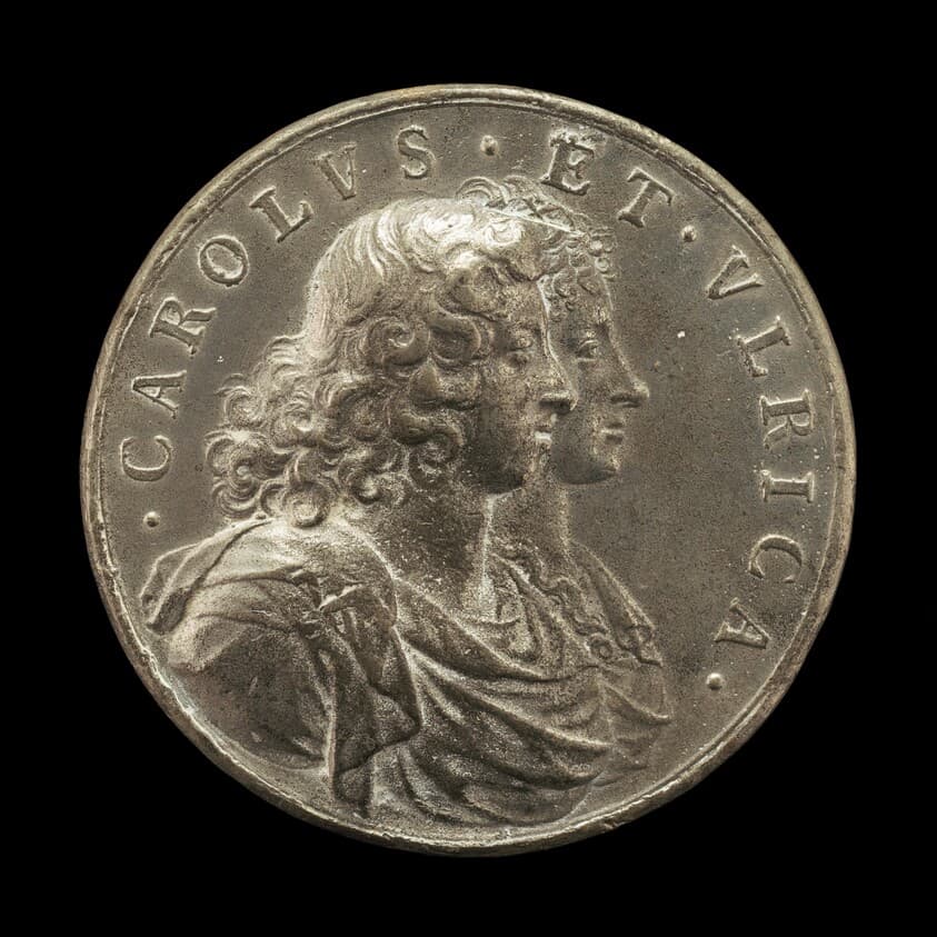 Charles XI, 1655-1697, King of Sweden 1660, and Ulrica Leonora of Denmark, d. 1693, Queen of Sweden 1680 [obverse] — Arvid Karlsteen