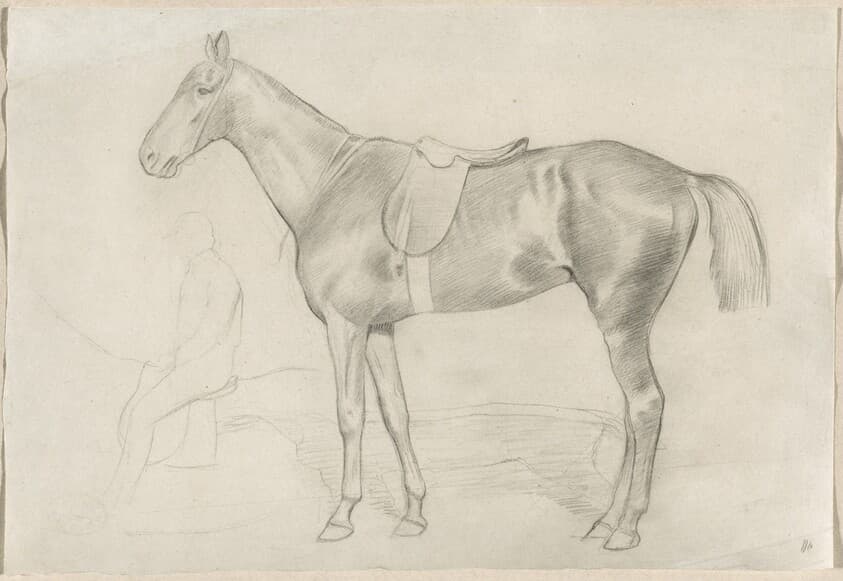 Saddled Horse with a Study of a Rider — Edgar Degas