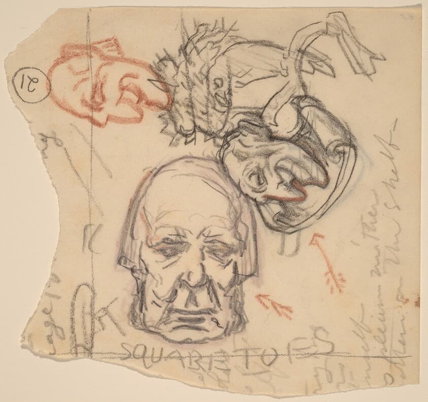 Self-Portrait: Caricatures — Elihu Vedder