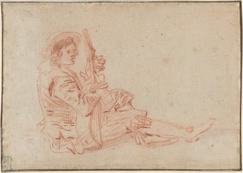 Seated Guitarist [recto] — Antoine Watteau