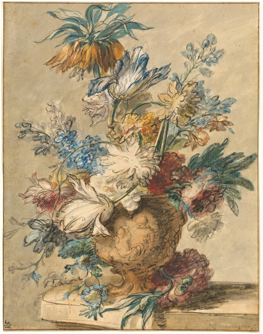 Bouquet of Spring Flowers in a Terracotta Vase — Jan van Huysum