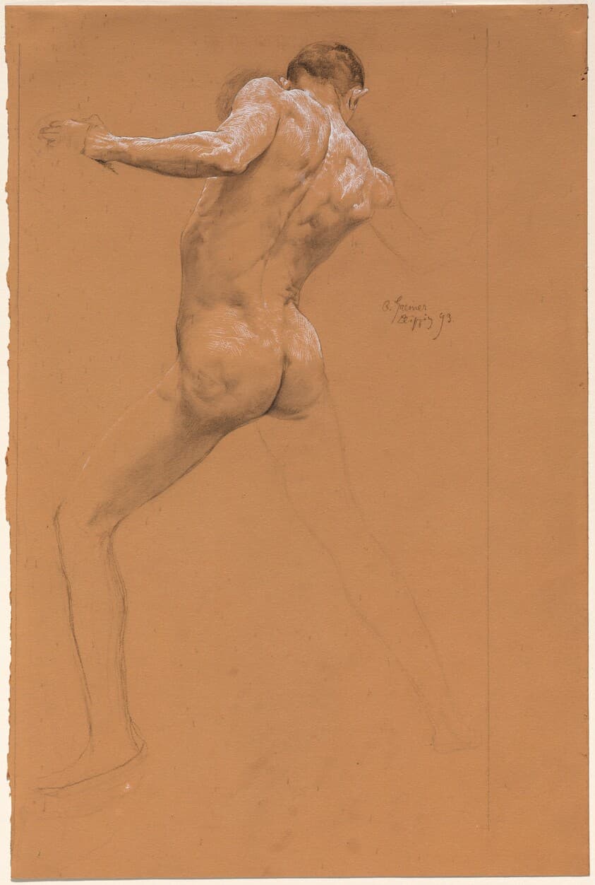 Standing Male Nude from Behind — Otto Greiner