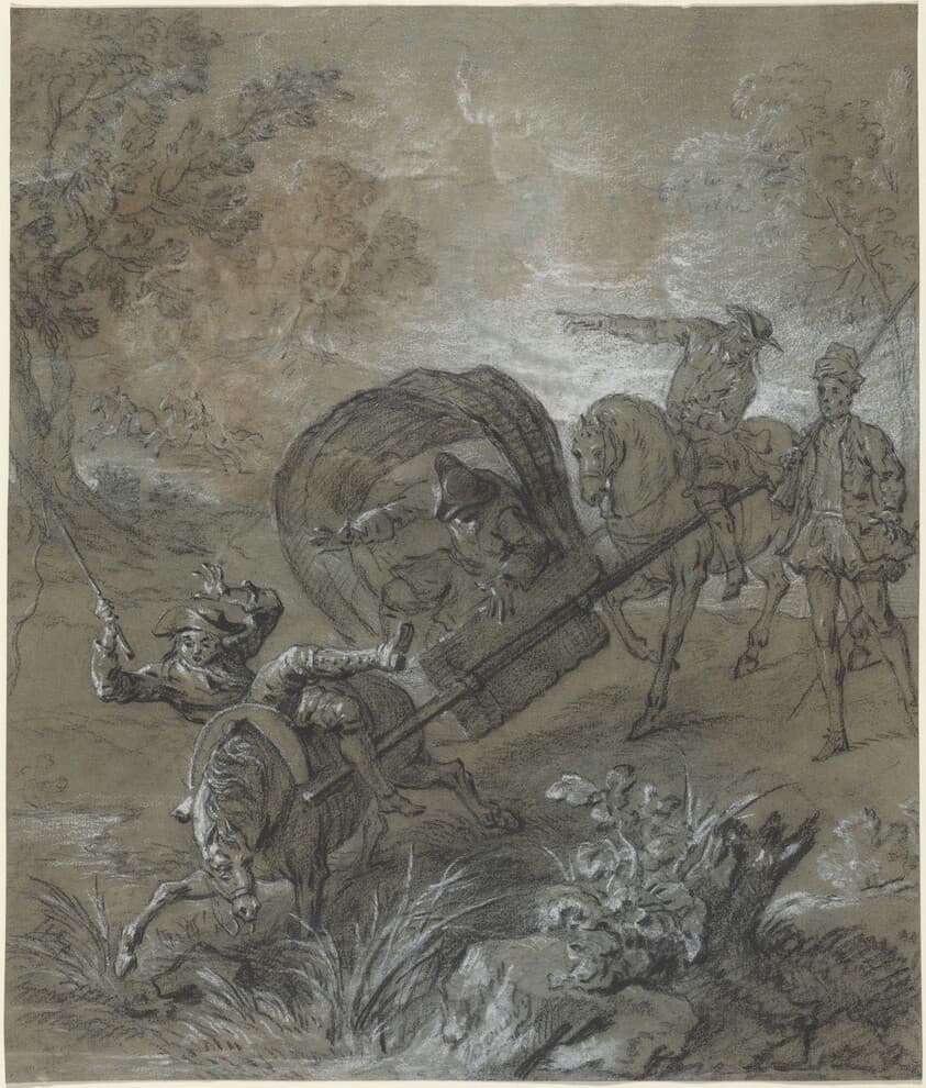 La Rancune en brancard, abattu dans le bourbier — Jean-Baptiste Oudry