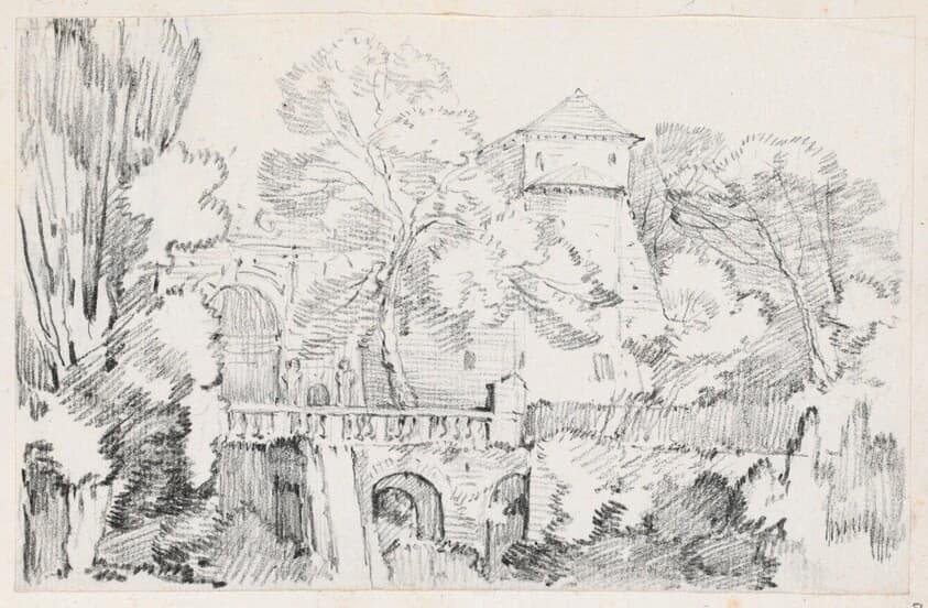 The Water Organ in the Gardens of the Villa d'Este, Tivoli — Joseph-Marie Vien