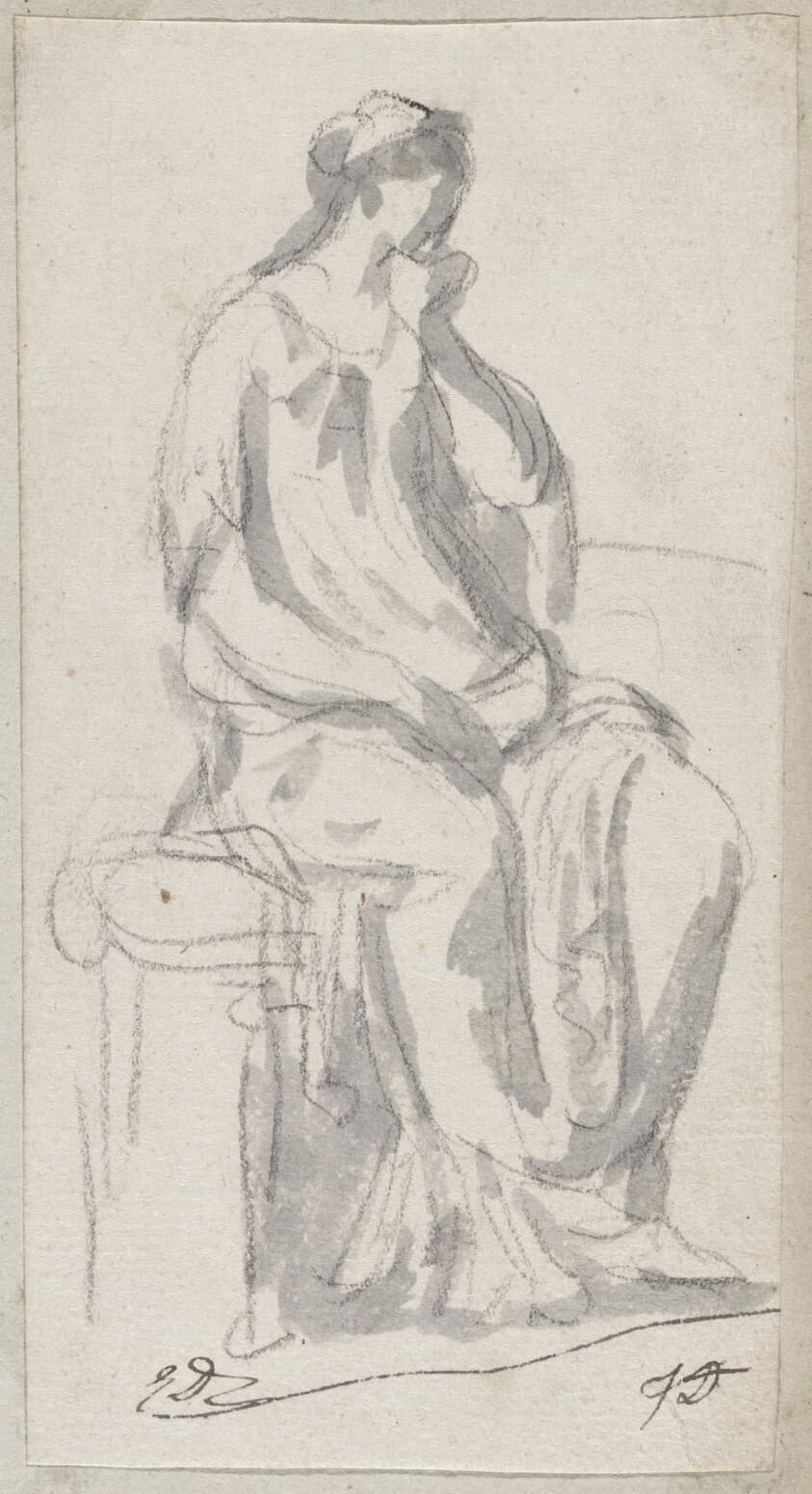Classical Sculpture of a Pensive Woman — Jacques-Louis David