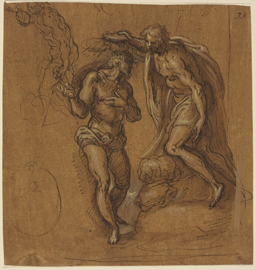 Sketch for a Baptism of Christ — Jacopo Palma il Giovane