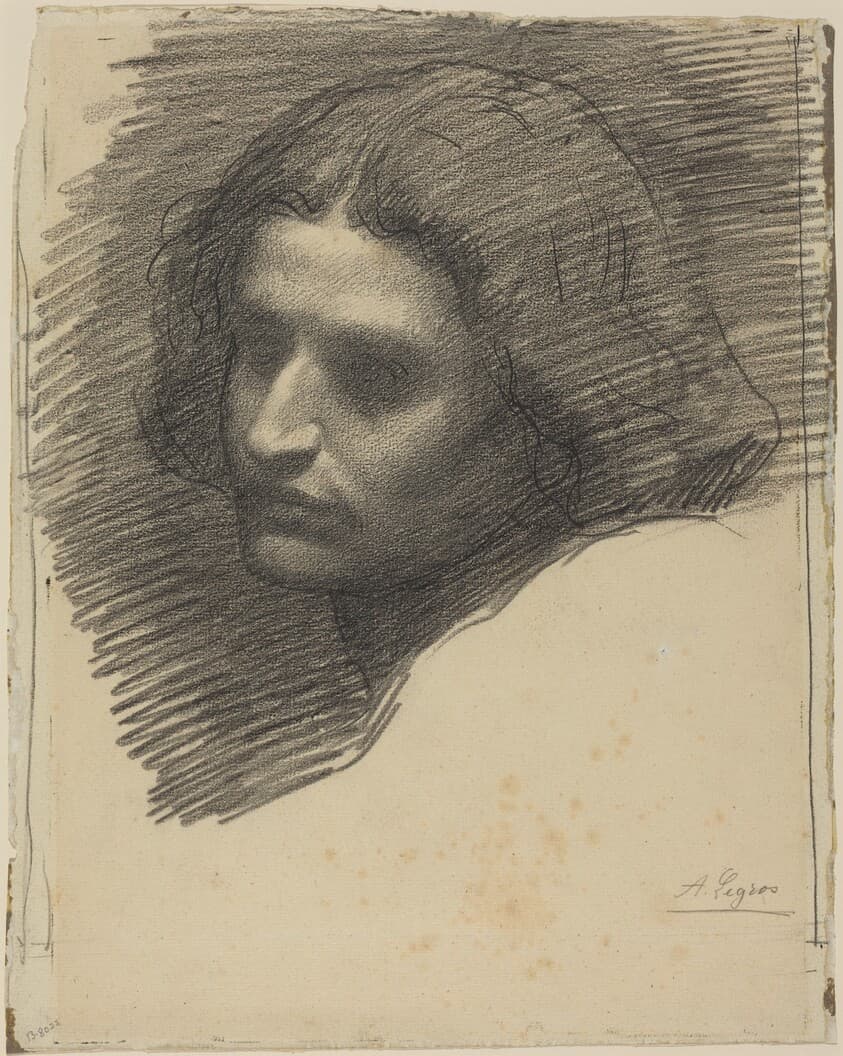 Head of a Man Facing Left [recto] — Alphonse Legros