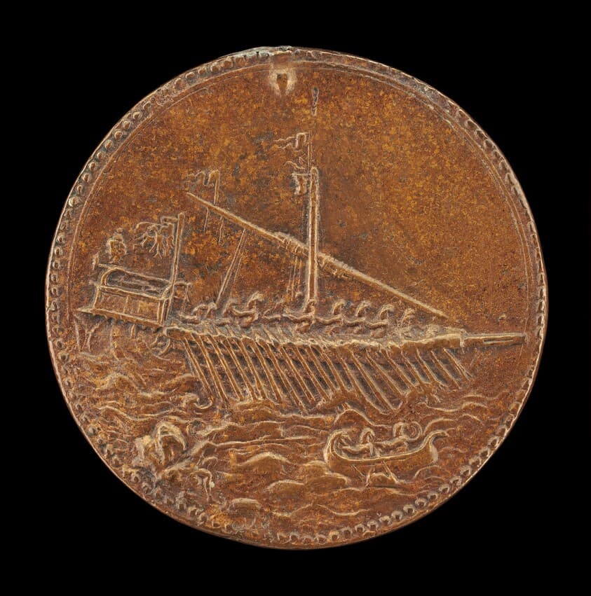 Galley and Small Boat [reverse] — Leone Leoni