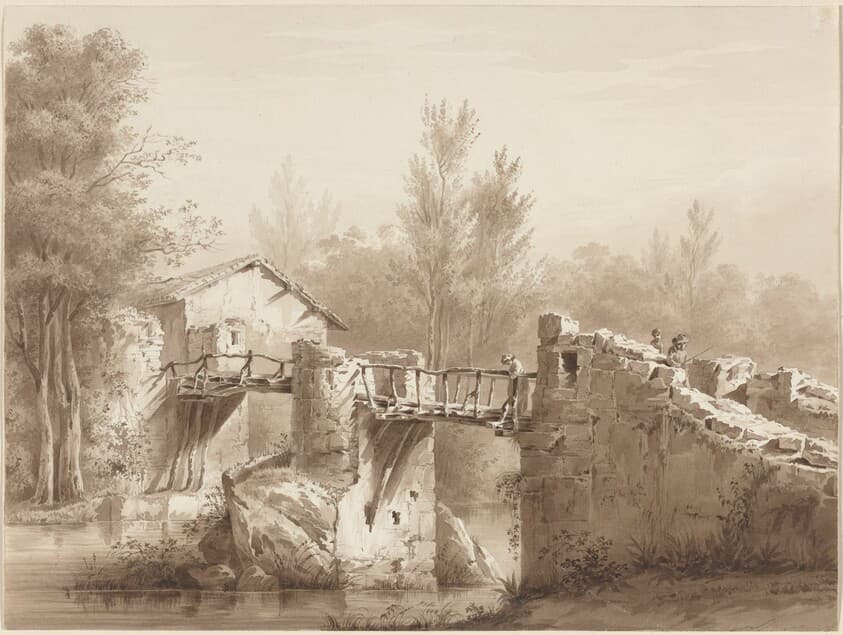 A Country Road across an Ancient Bridge — Jean-Jacques de Boissieu