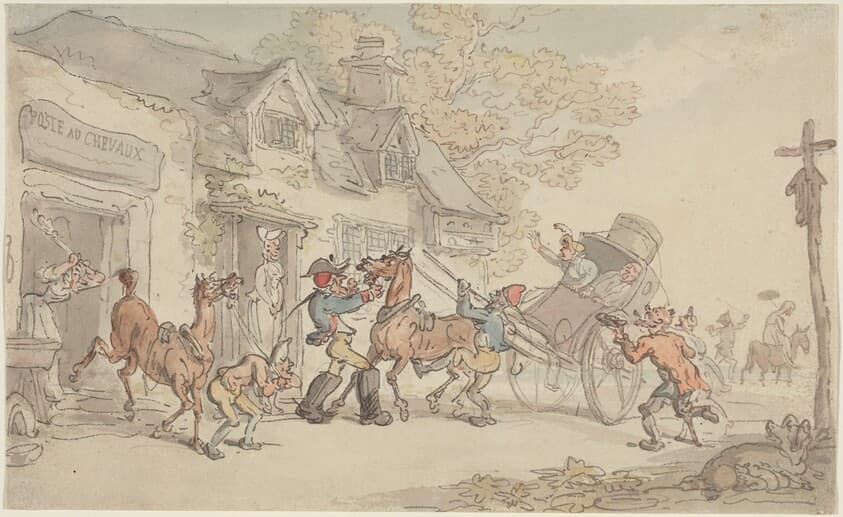 Changing Horses at a Post House in France — Thomas Rowlandson