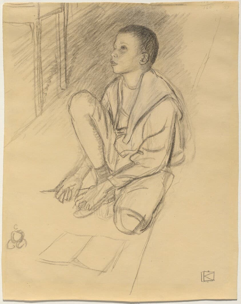 The Artist's Son Wolf Crouching on the Floor — Leopold von Kalckreuth