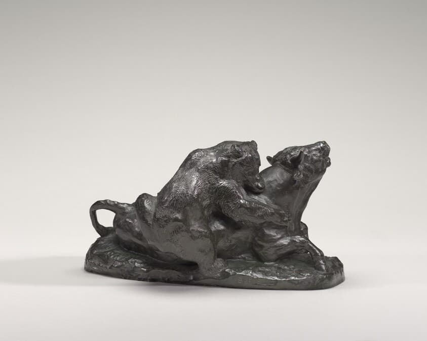 Bull Brought Down by a Bear — Antoine-Louis Barye