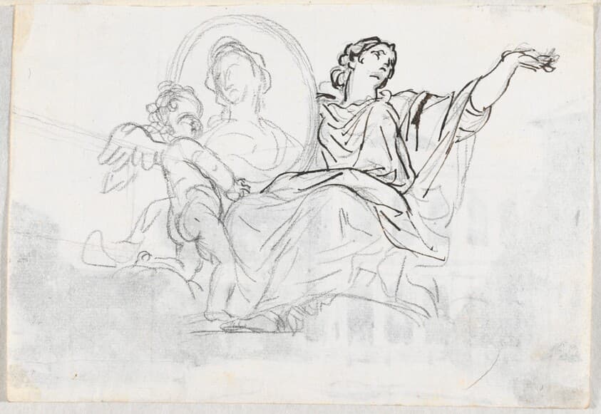 Woman and Putto with a Memorial Portrait — Jacques-Louis David