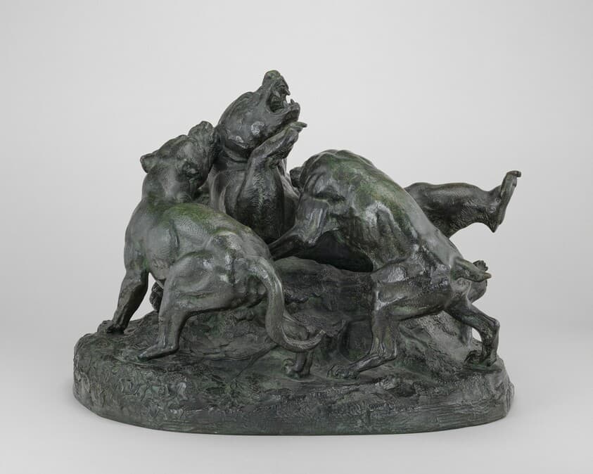 Bear Overthrown by Hounds — Antoine-Louis Barye