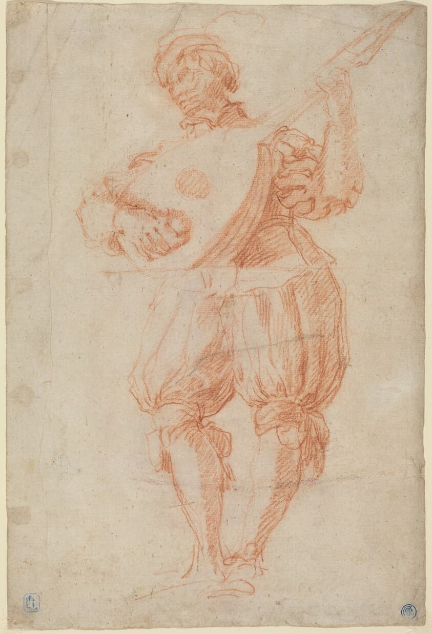 Man Playing a Lute [recto] — Matteo Rosselli