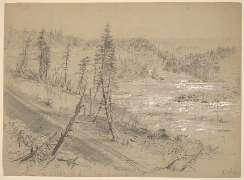 Railroad on the Dalles of the St. Louis — Alfred R. Waud