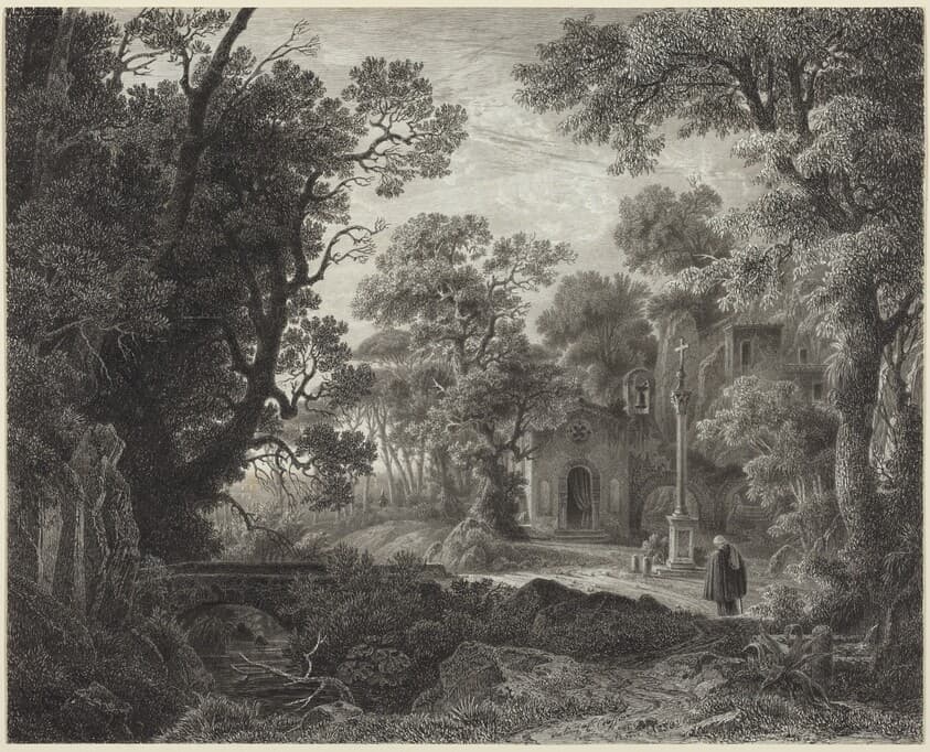 A Woodland Chapel at Evening — Julius Albert Elsasser