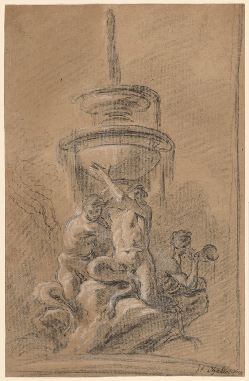A Fountain with Three Tritons — Joseph Ignace François Parrocel